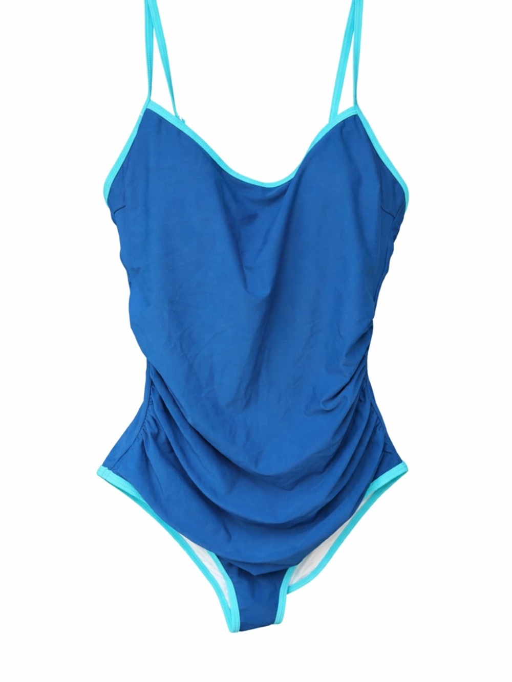 Classic Blue One-Piece Swimsuit with Aqua Trim